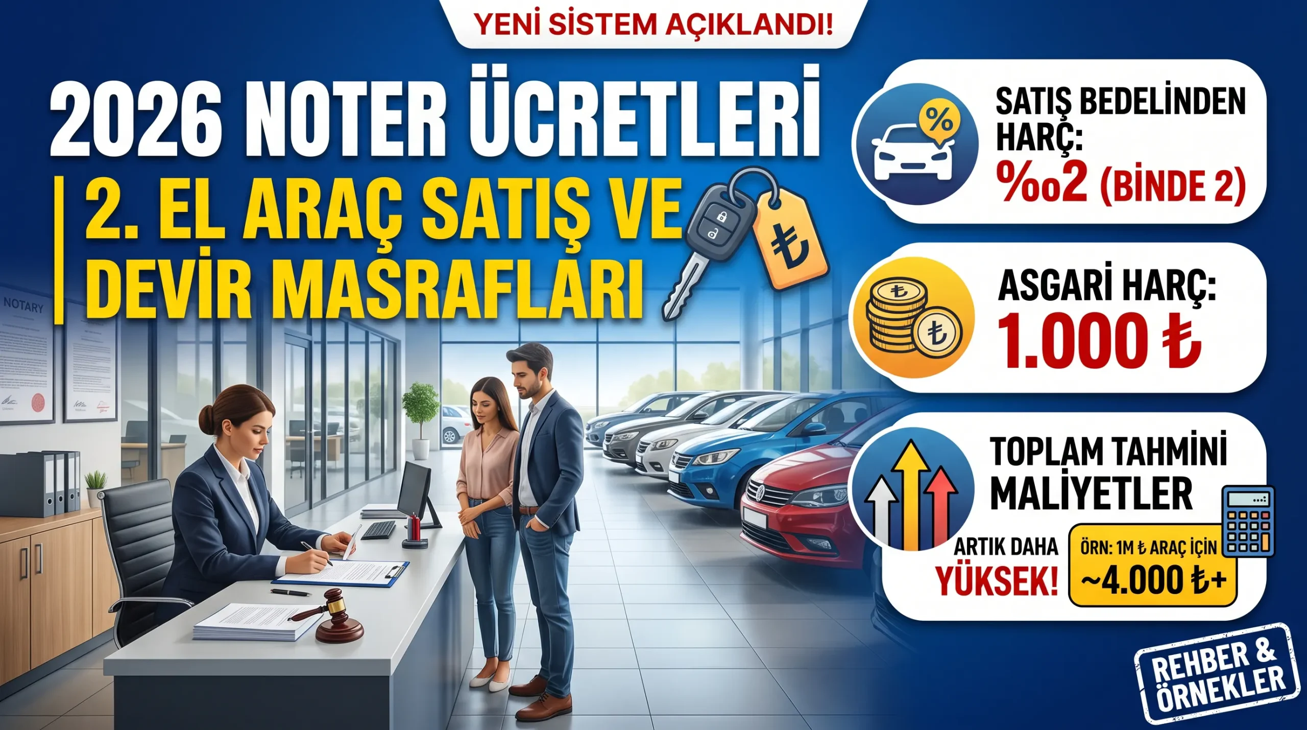 2026 noter ücretleri ve ikinci el araç devir masrafları